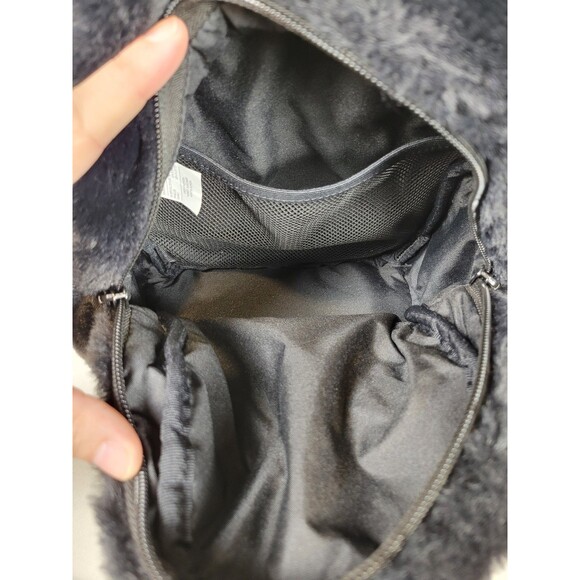 Nike Futura 365 Faux Fur Mini Backpack Black with White Swoosh Nike Purse Bag - Picture 4 of 12